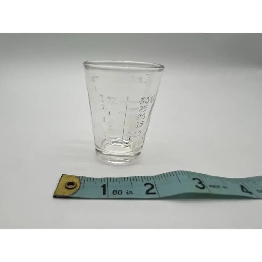 Vintage Clear Glass Measuring Jigger Shot Glass | 30 mL | Oz tsp Graduated Bar